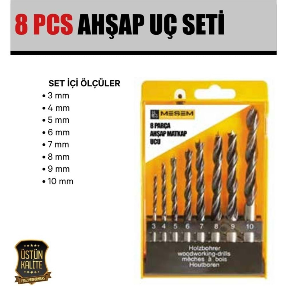 MEŞEM-1437 AHŞAP UÇ SETİ 8PCS