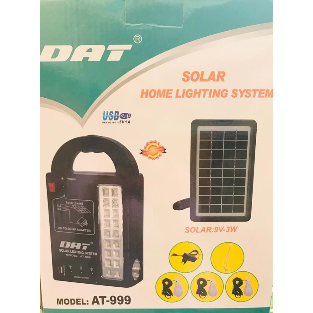 AT-999 DAT SOLAR.9V-3W HOME LIGHTING SYSTEM