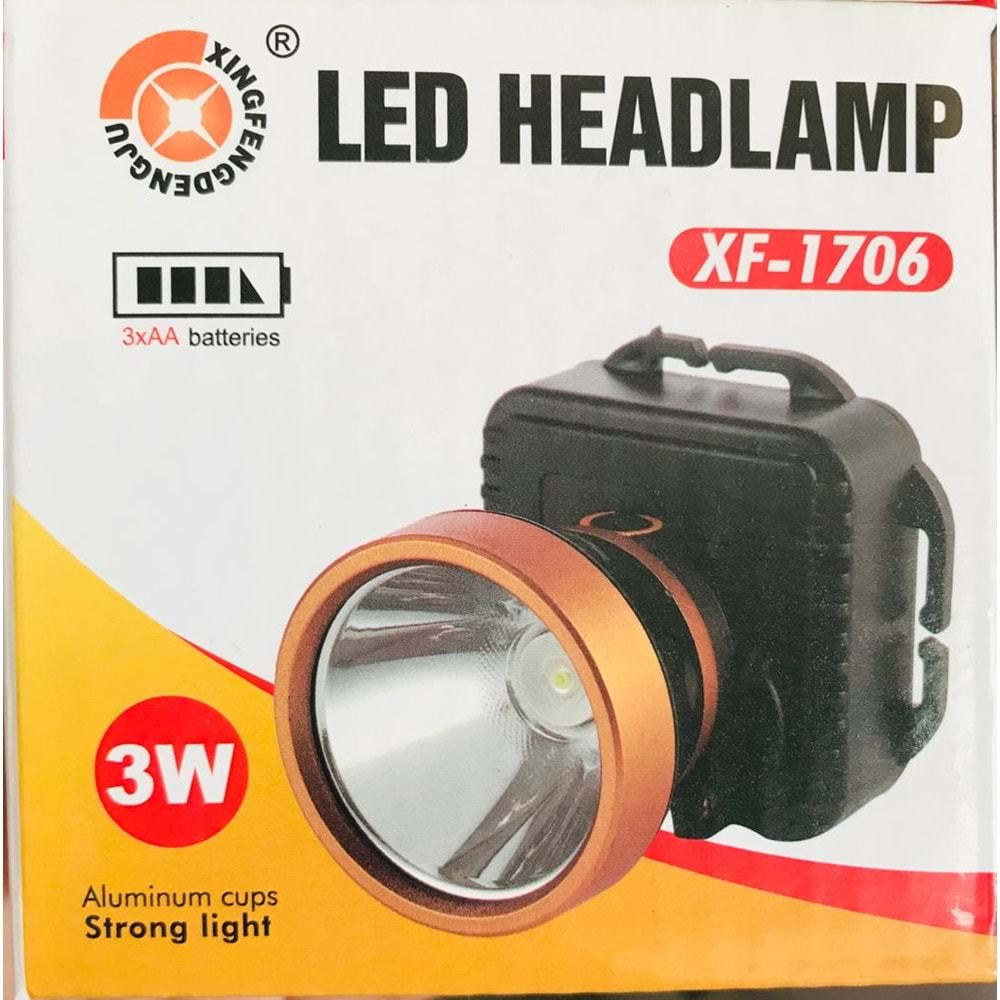 XF-1706 LED HEADLAMP*3W* KAFA FEMERİ PİLLİ