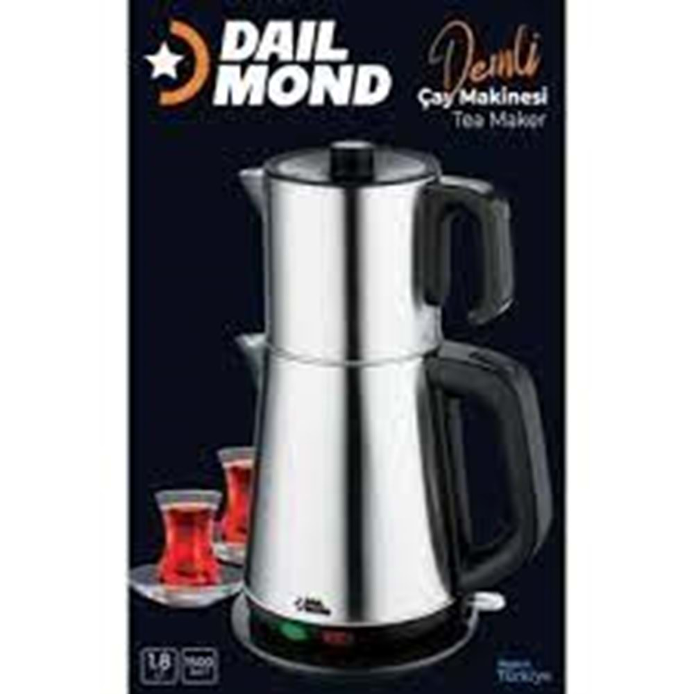 DAILMOND DEMLİ ÇELİK ÇAY MAKİNESİ*1500 WATT*1.8 LT*