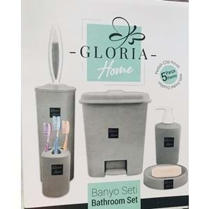 GLORIA HOME ÖZEL 5 Lİ BANYO SETİ[PEDALLI ÇÖP KOVASI]