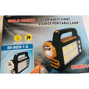 OR-8029-7-B GOLD ORION SOLAR MULTI LIGHT SOURCE PORTABLE LAMP