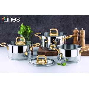 LİNES GOLD DİK TABAN TENCERE SETİ*6 PCS*