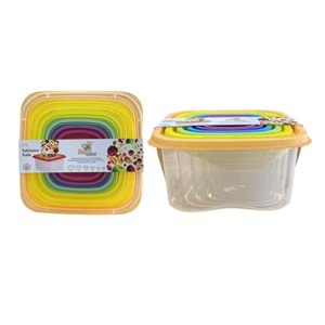 BEE-1627 KARE RENKLİ SAKLAMA KABI 6 LI