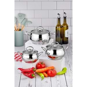 *CKR-3336 COOKER ÇELİK TENCERE SETİ 3 LÜ