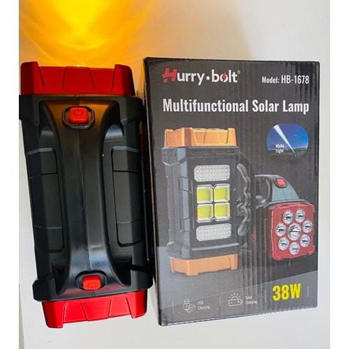 HB-1678 HURRY.BOLT MULTİFUNCTİONAL SOLAR LAMP*38W*