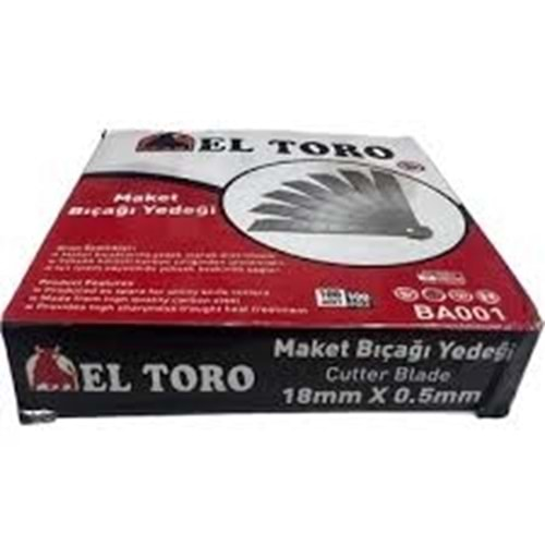 EL TORO MAKET BIÇAĞI YEDEĞİ*PKT 100 LÜ*18 MM X0.5MM*