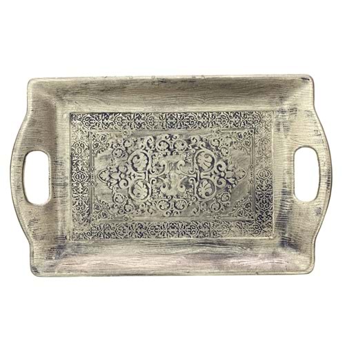 BAKIR GÖRÜNÜMLÜ ESKİTMELİ KARE TEPSİ