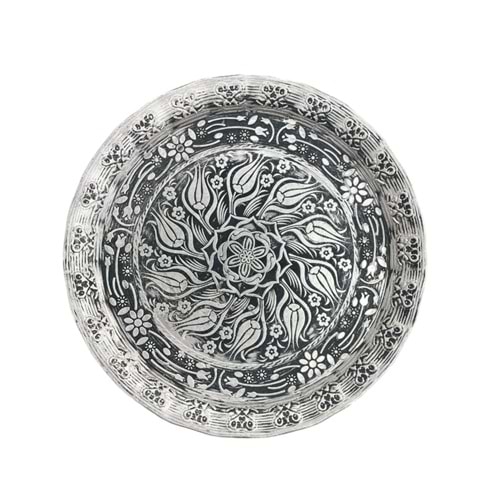 BAKIR GÖRÜNÜMLÜ ESKİTMELİ YUVARLAK TEPSİ