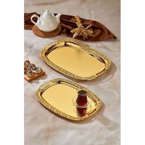 *CKR-3567 COOKER DESENLİ TEPSİ SETİ 2 Lİ